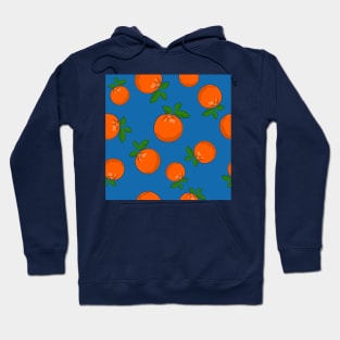 Seamless Orange Pattern With Blue Background Hoodie